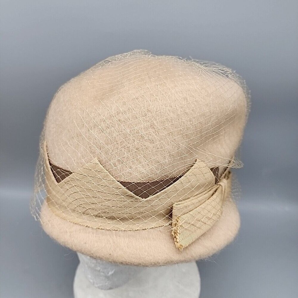 Vintage Shag Felt Hat Tan Union Made 60s